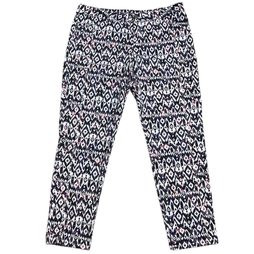 Lole Geometric Print Ankle Pants Cotton Stretch Slim Fit Size 10